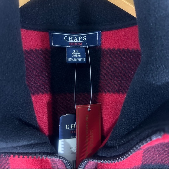 Chaps Women’s Plaid Polyester Vest Front Zipper Closure Red Black Size 2X - Picture 5 of 7